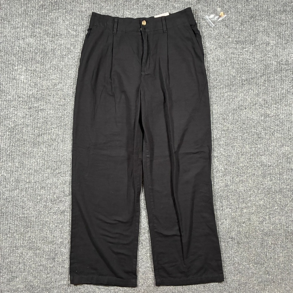 LC Lauren Conrad Womens Wide Leg Trouser Size 14 Black Pleated Front High Rise
